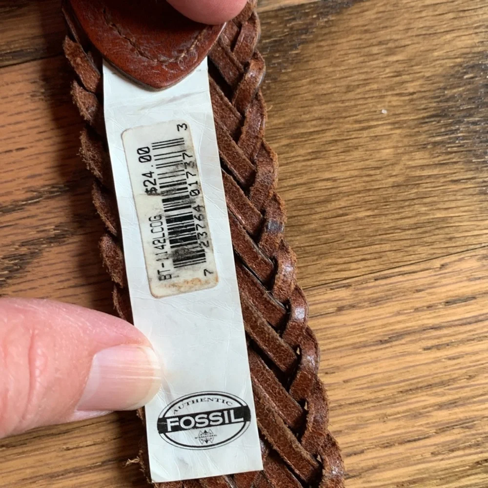 Fossil leather braided woven boho festival sz L belt